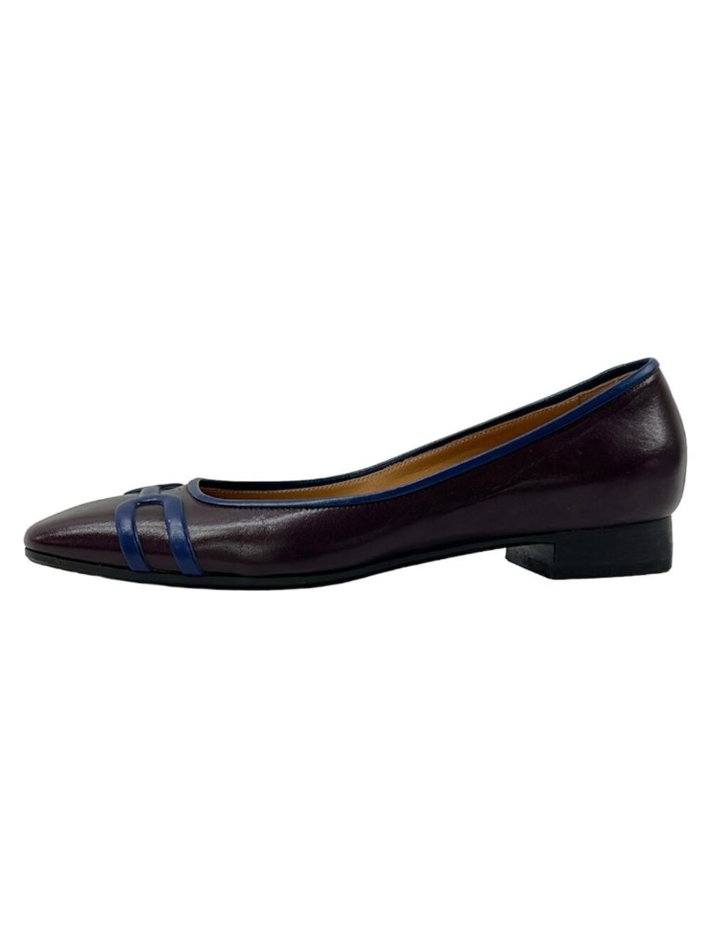 Hermes Flat Shoes Dark Brown Navy Leather